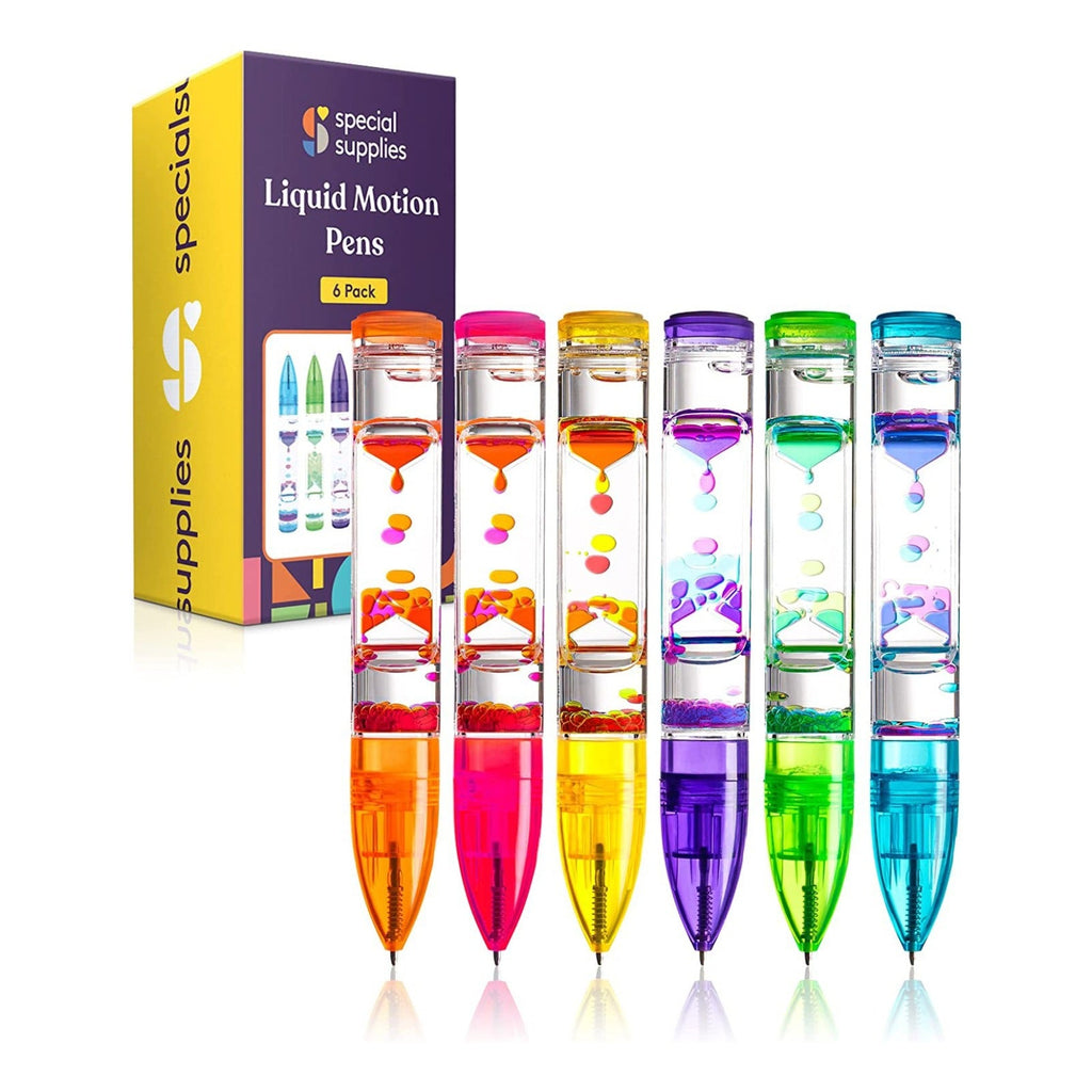 Liquid motion hourglass timer pen with colorful droplet movement