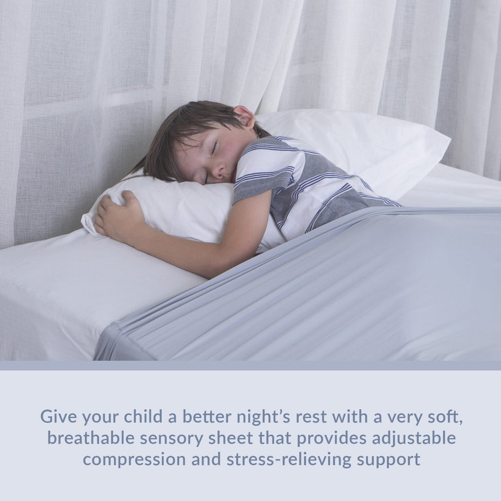 Close-up of the JahBri compression bed sheet fabric showing soft, breathable stretch material
