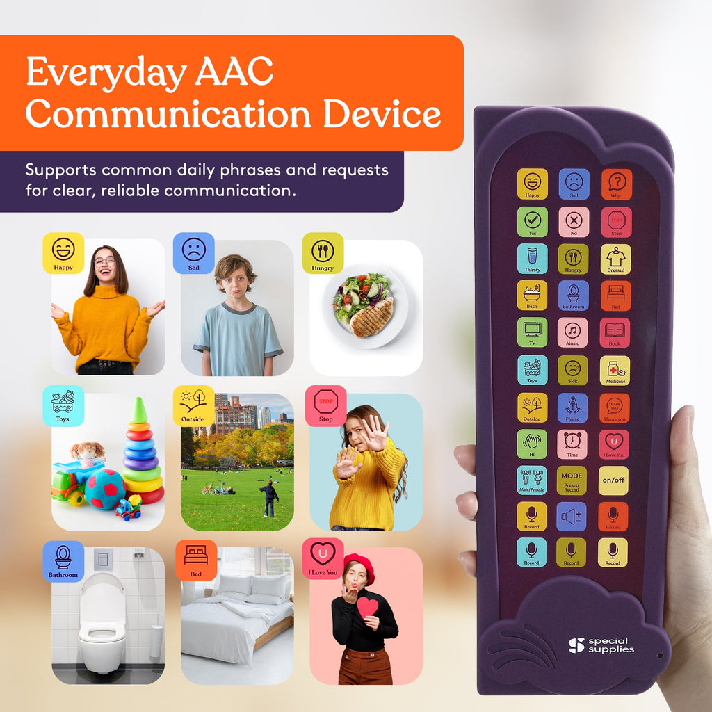 Talker Buddy recordable communication device shown in Cloud and Diamond color options