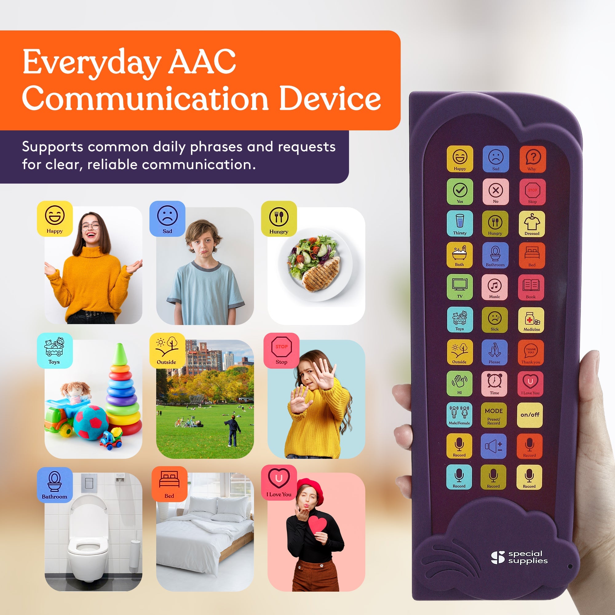 Talker Buddy recordable communication device shown in Cloud and Diamond color options