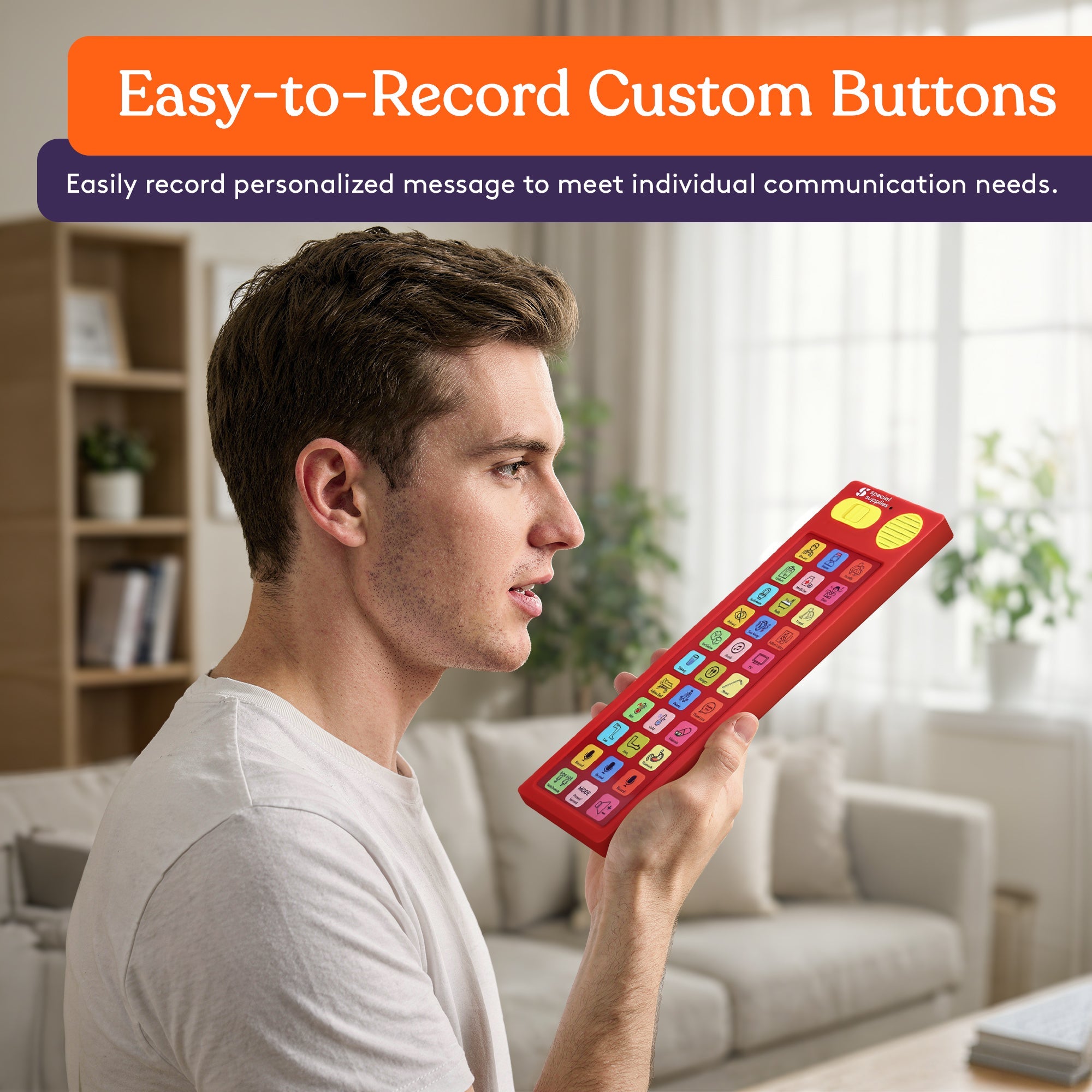 Close-up of the recordable buttons on the Talker Buddy communication device