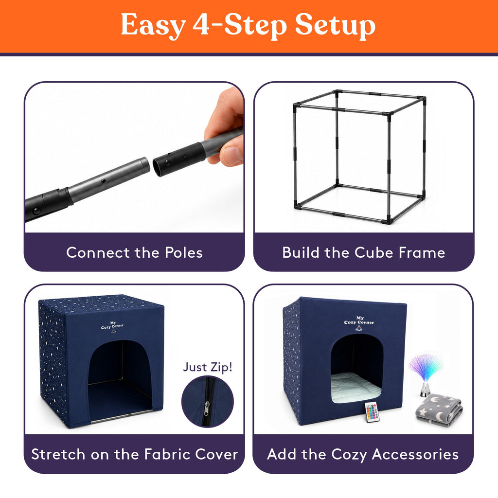 Step by step setup of portable blackout sensory tent