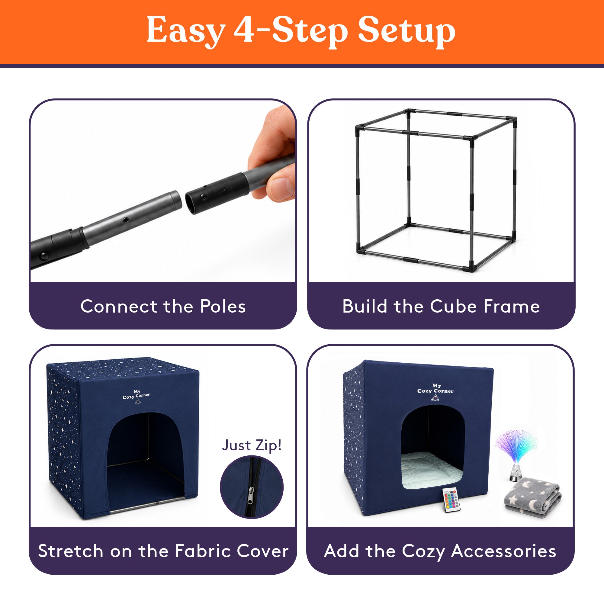 Step by step setup of portable blackout sensory tent