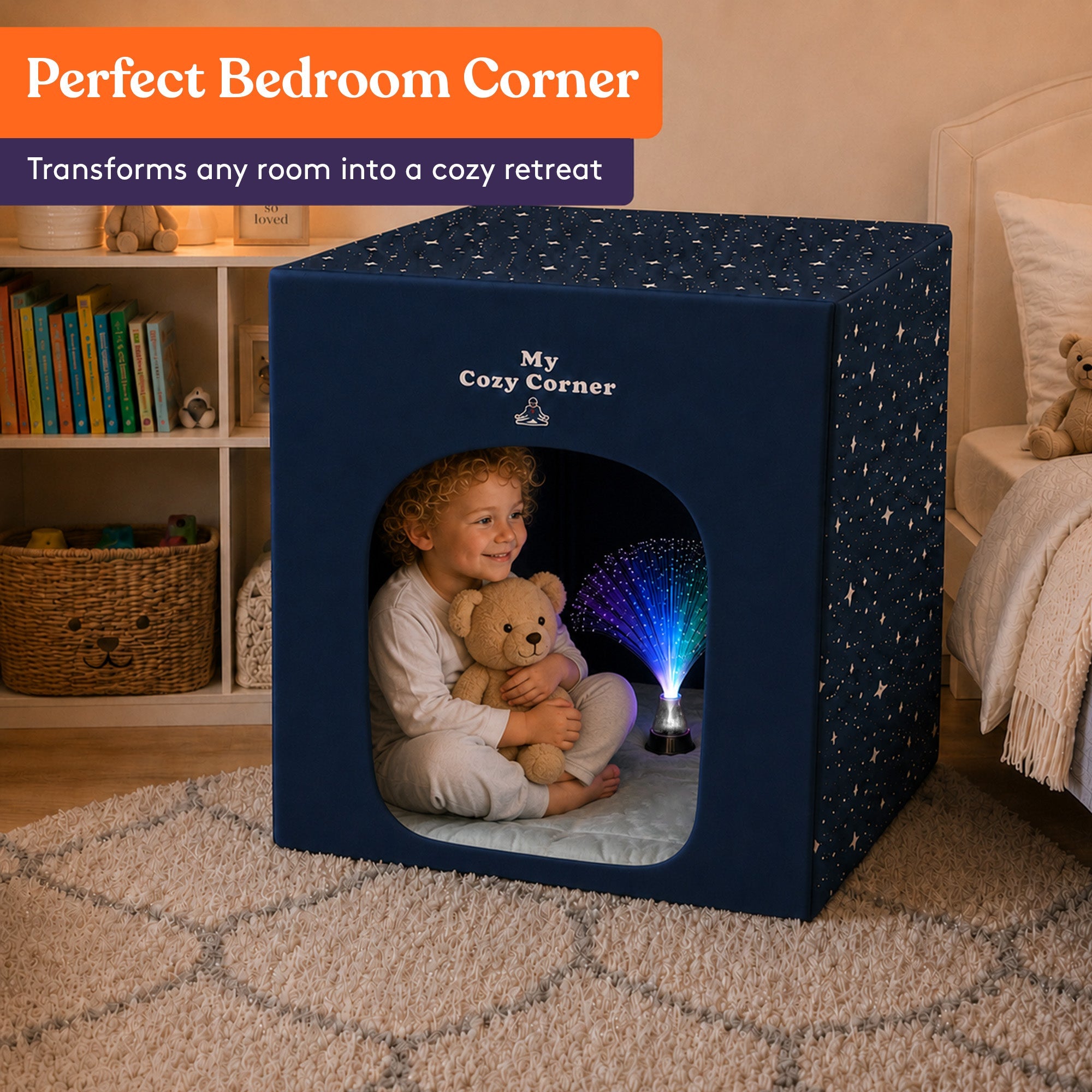 Child relaxing inside sensory tent calming play retreat