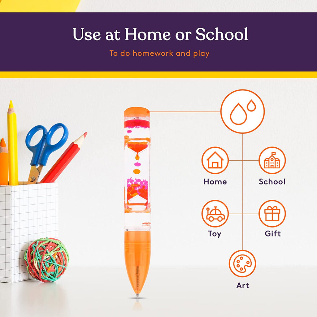 Hand holding a colorful liquid motion sensory pen
