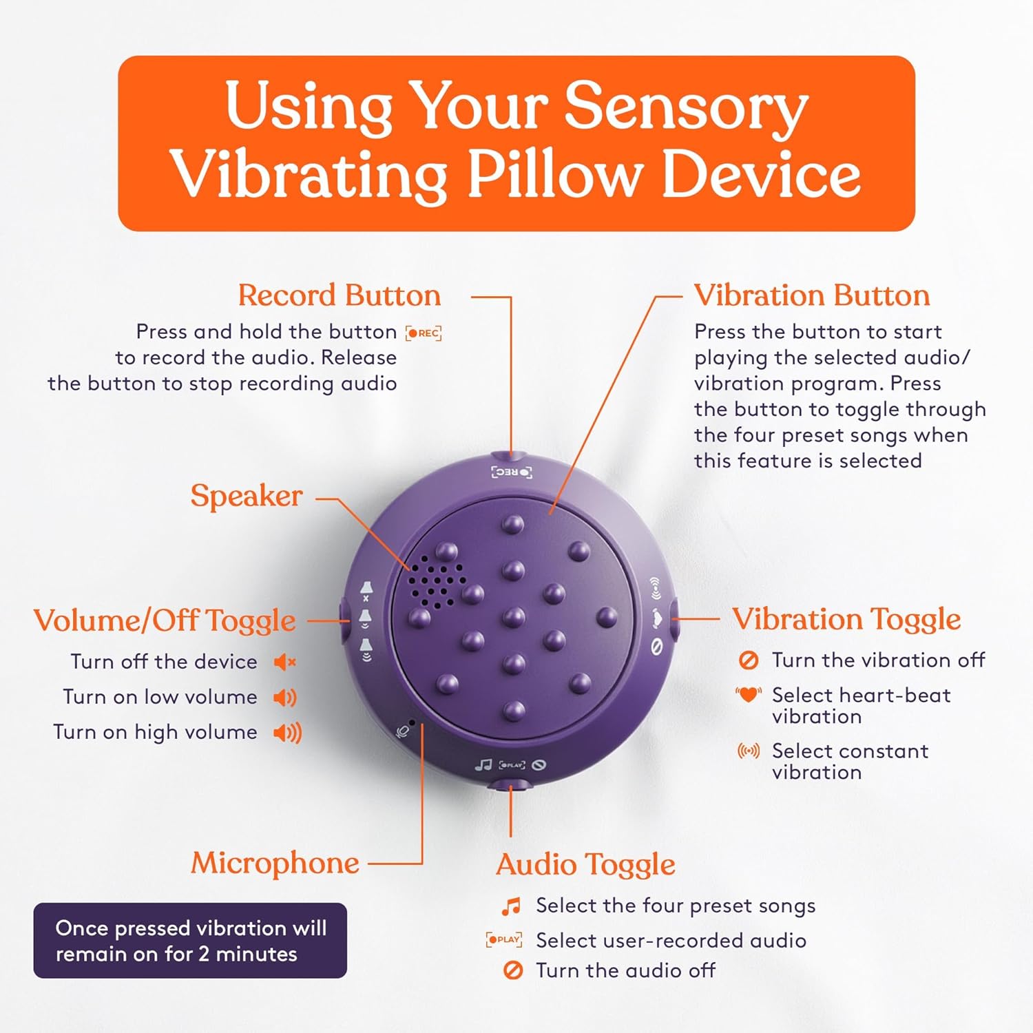 Child using vibrating sensory pillow for sleep and travel comfort