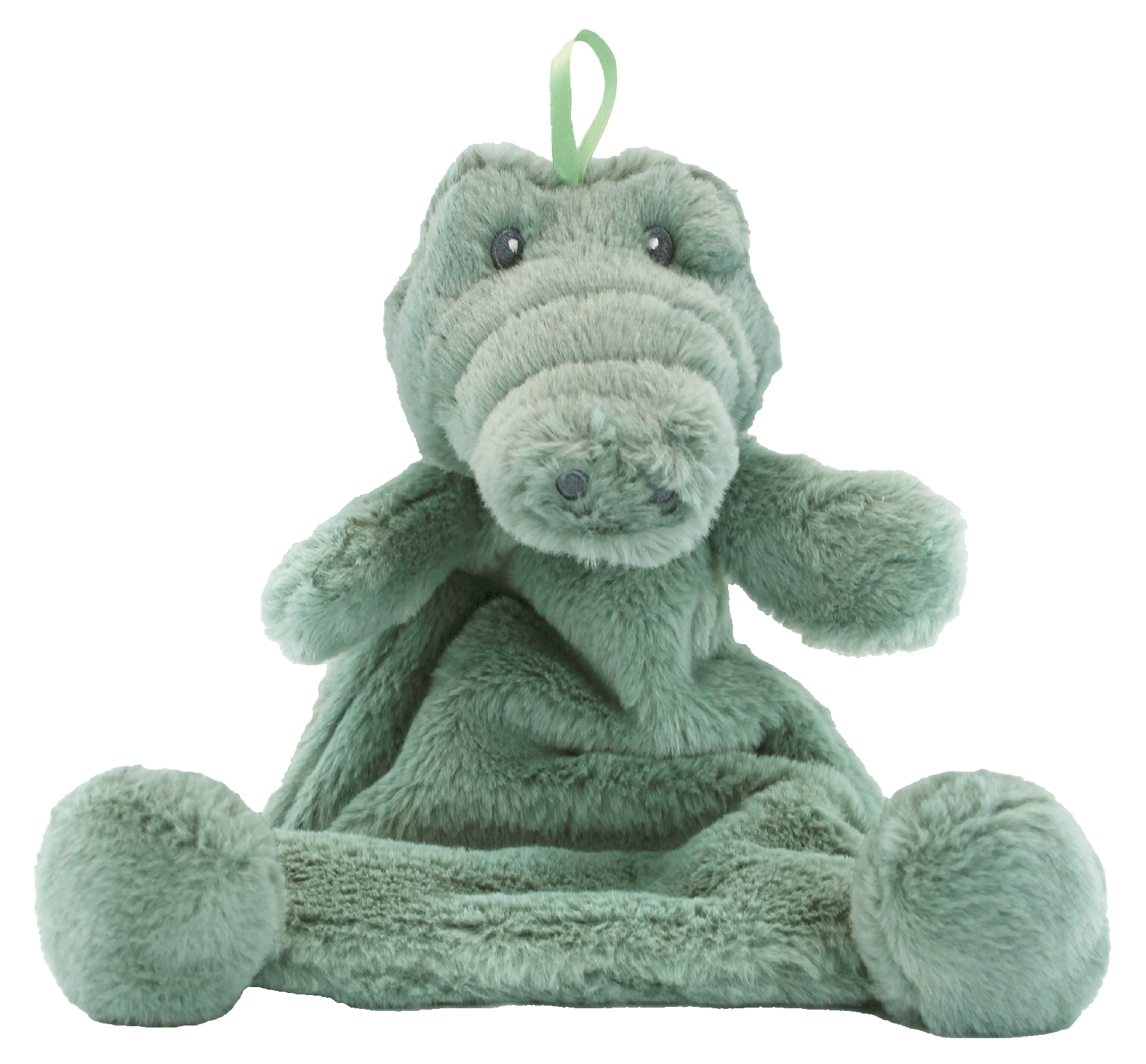 Soft green plush alligator toy designed for babies with multiple textures and crinkle features in the Crinkle Cuddler Sensory Plush Gator | Baby Sensory Toy for Soothing & Stimulation.