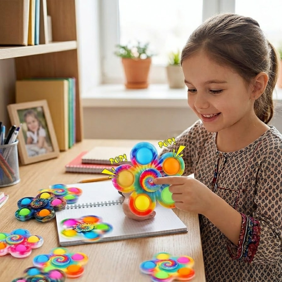 Bright multicolor flower push pop toy