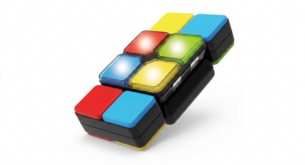 Magic Cube Electronic Fidget Game | Flip, Slide & Match Memory Toy for Kids & Adults featuring colorful illuminated buttons designed for sensory and fine motor skills development.