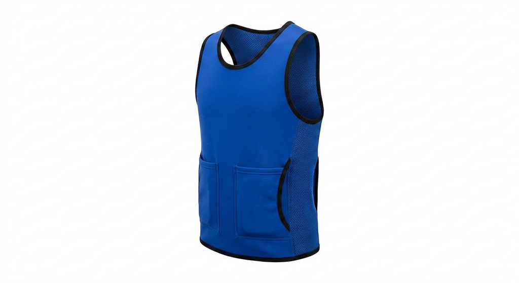 WEIGHTED - Sensory Compression Vest for Kids with Processing Disorders ADHD and Autism Calming and Supportive with Adjustable Weight Fit in blue, designed to provide soothing compression and comfort.