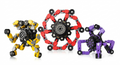 3-Pack Transformable Fidget Spinners | Shape-Shifting Sensory Toys for Kids & Adults in yellow, red, and purple colors designed for calming and fine motor skill development.