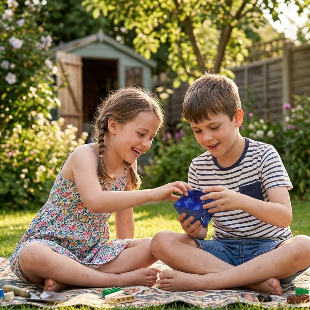 Handheld folding cube toy for focus and play