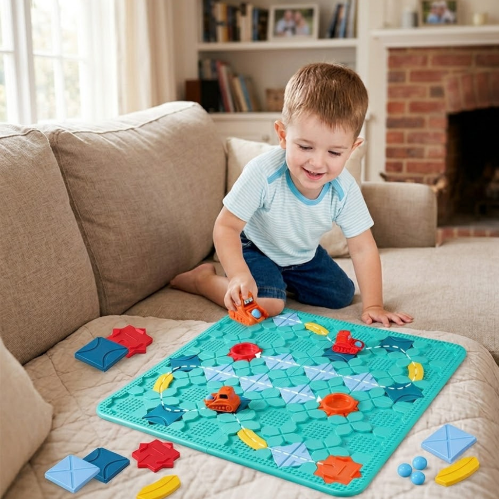Colorful logical road builder game for children ages 3-8