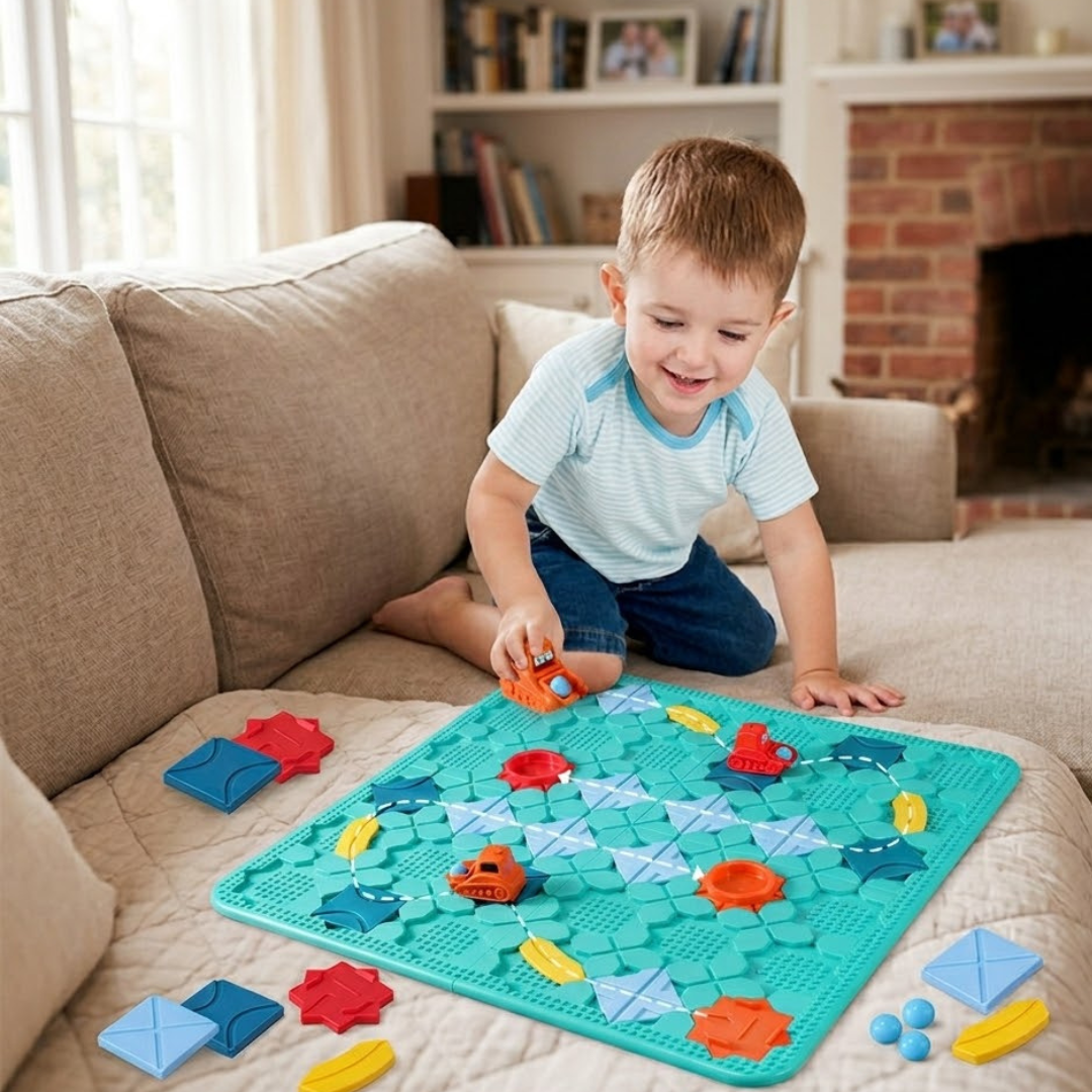Colorful logical road builder game for children ages 3-8