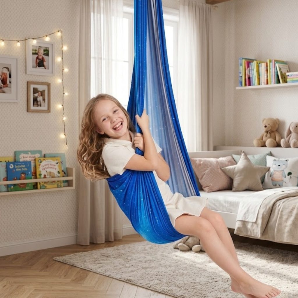 Indoor therapy hammock swing with 360-degree swivel hook