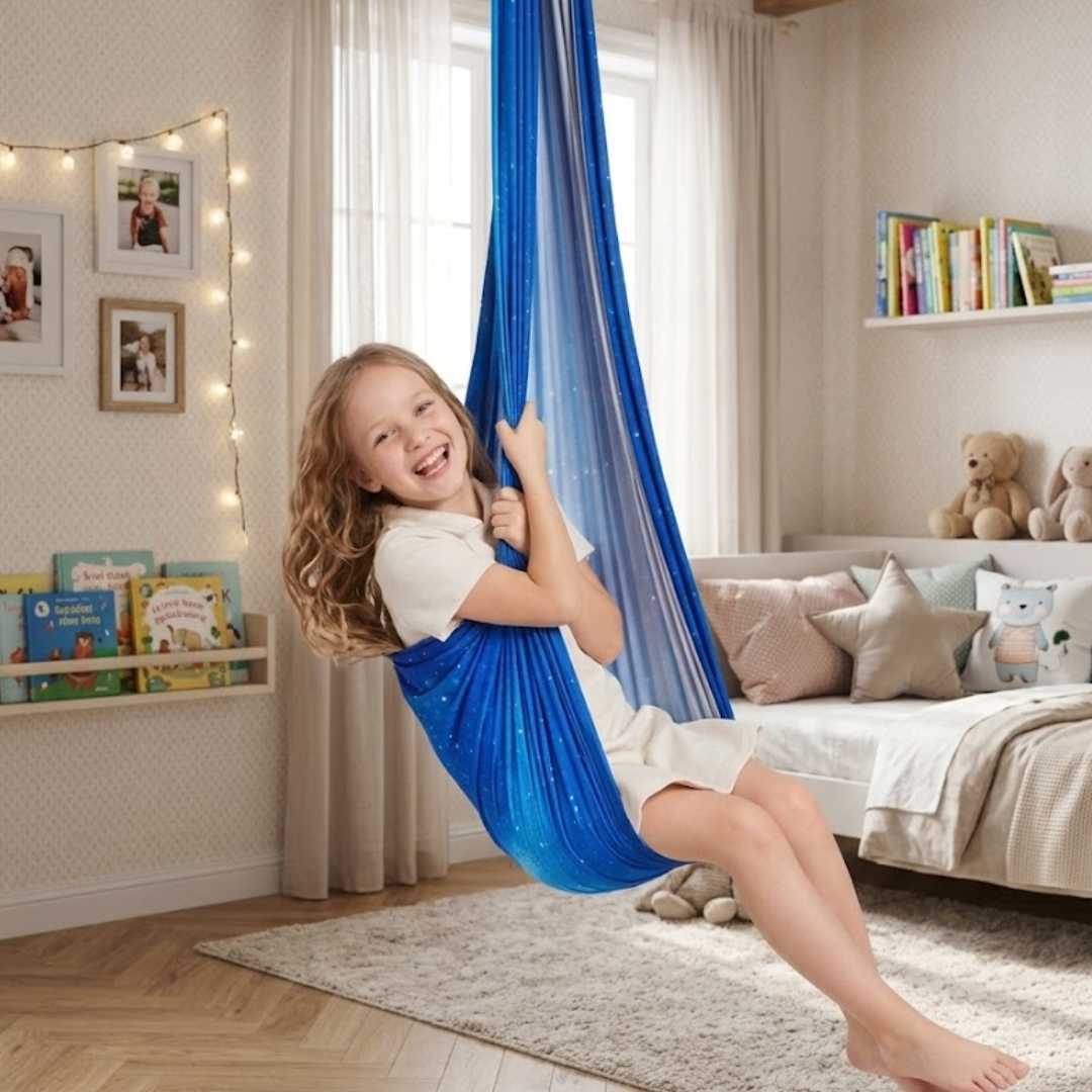 Indoor therapy hammock swing with 360-degree swivel hook