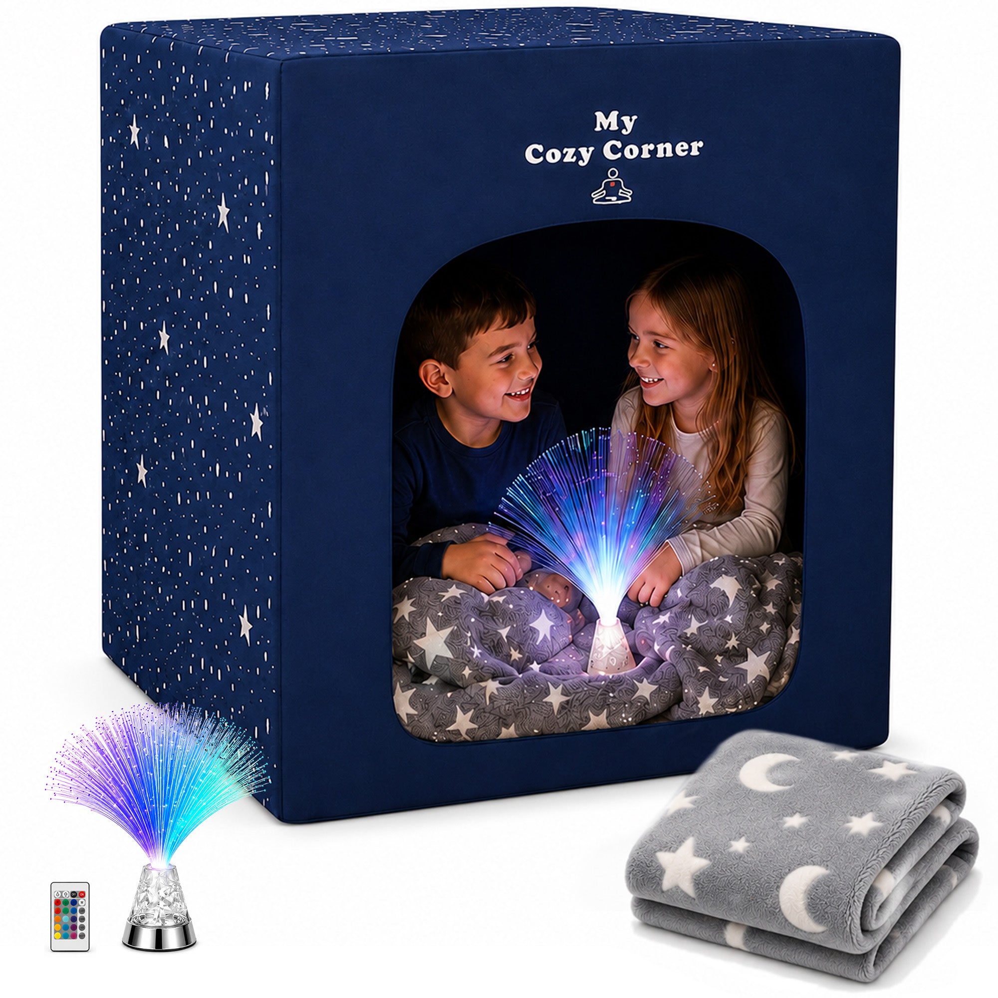 Blackout sensory tent with moon and stars design, My Cozy Corner