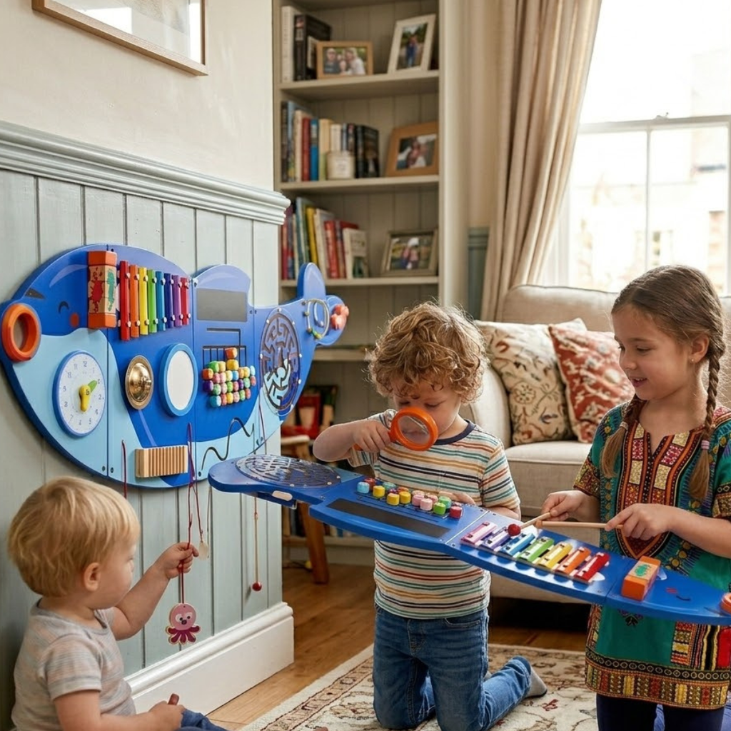 Educational wall-mounted busy board