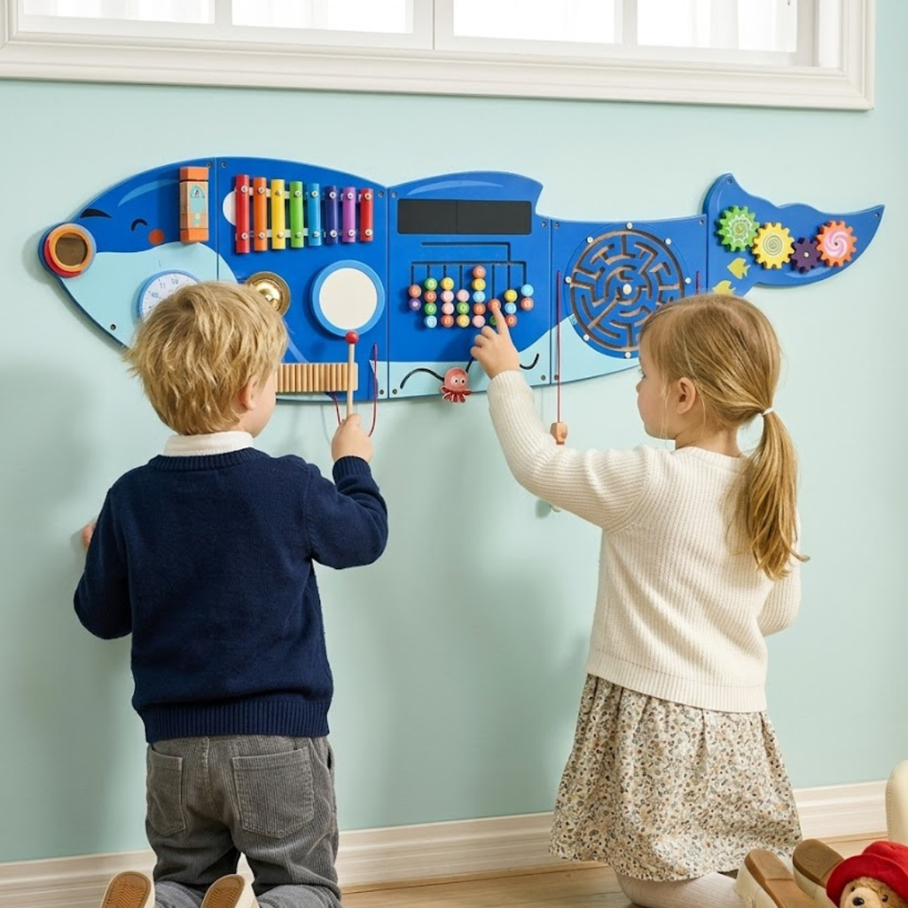 Educational wall-mounted busy board