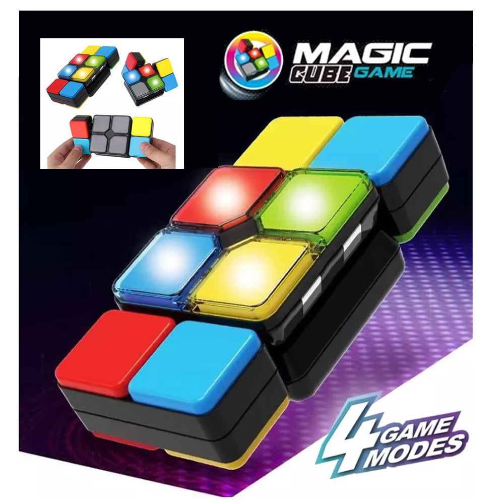 Colorful Magic Cube Electronic Fidget Game | Flip, Slide & Match Memory Toy for Kids & Adults with illuminated buttons and four game modes for interactive sensory play.