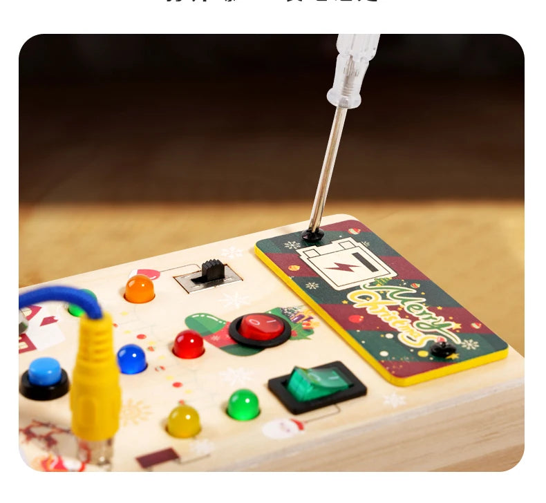 LED Wooden Busy Board | Montessori Sensory Toy Ages 3-12