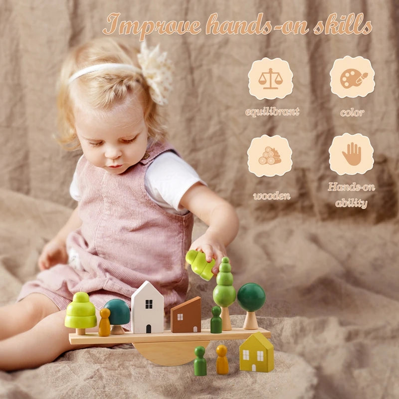 Wooden Forest Stacking Blocks | Montessori Baby Toy