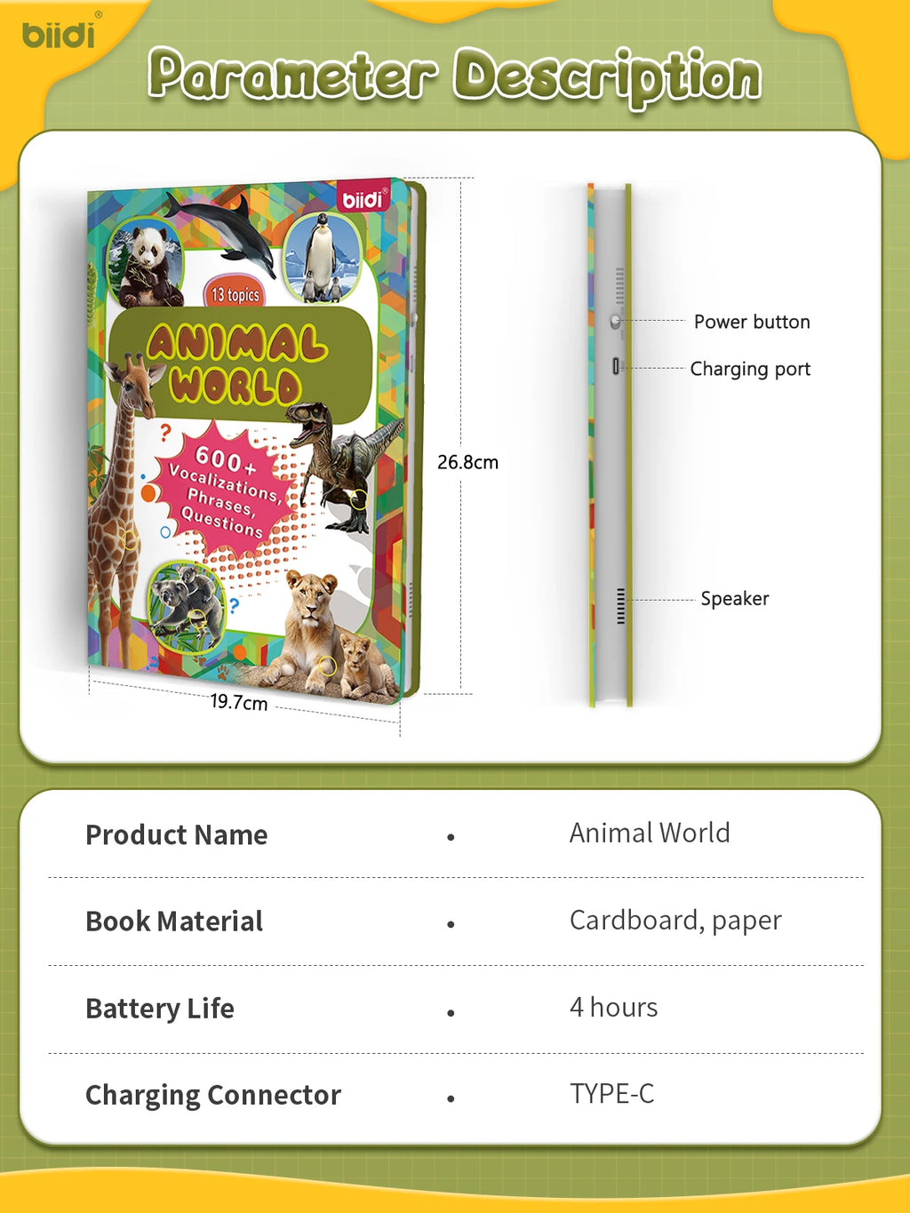 JahBri Animal Sound Talking Book – Interactive Sensory Learning Toy for Kids