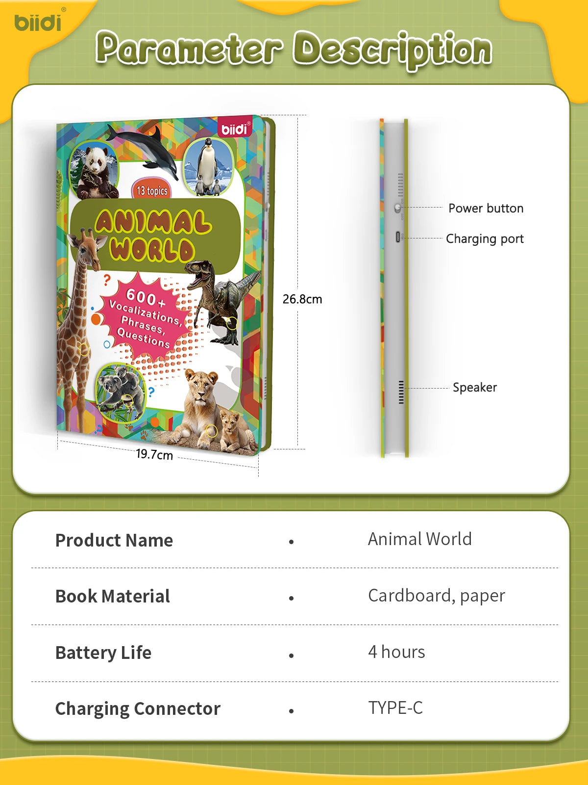 JahBri Animal Sound Talking Book – Interactive Sensory Learning Toy for Kids
