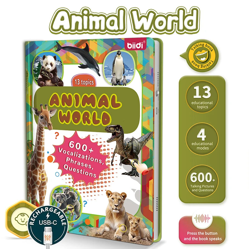 JahBri Animal Sound Talking Book – Interactive Sensory Learning Toy for Kids