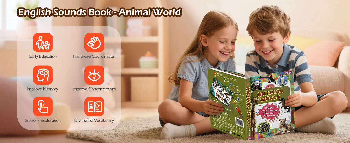JahBri Animal Sound Talking Book – Interactive Sensory Learning Toy for Kids