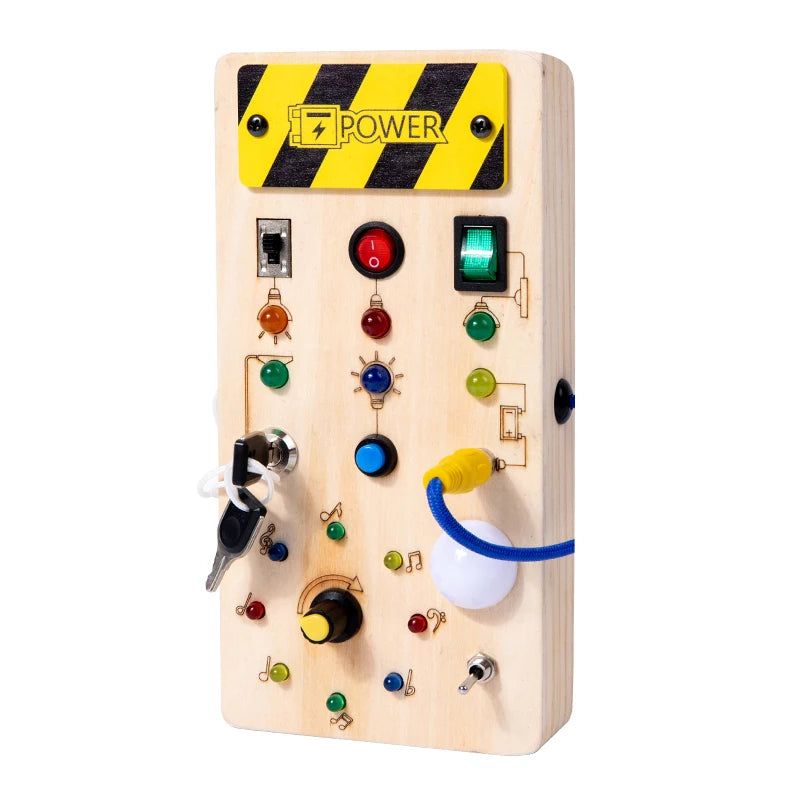 LED Wooden Busy Board | Montessori Sensory Toy Ages 3-12
