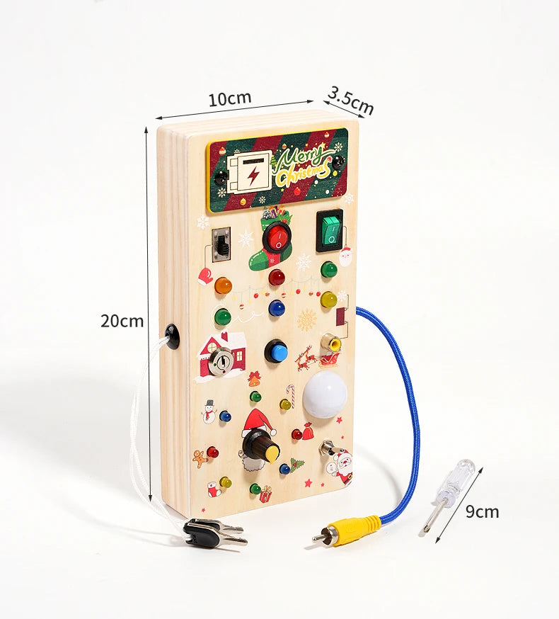 LED Wooden Busy Board | Montessori Sensory Toy Ages 3-12