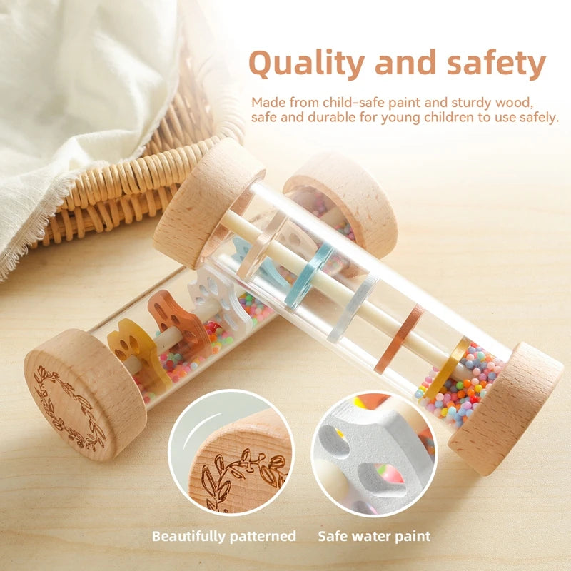 Montessori Rain Stick Rattle | Sensory Baby Toy