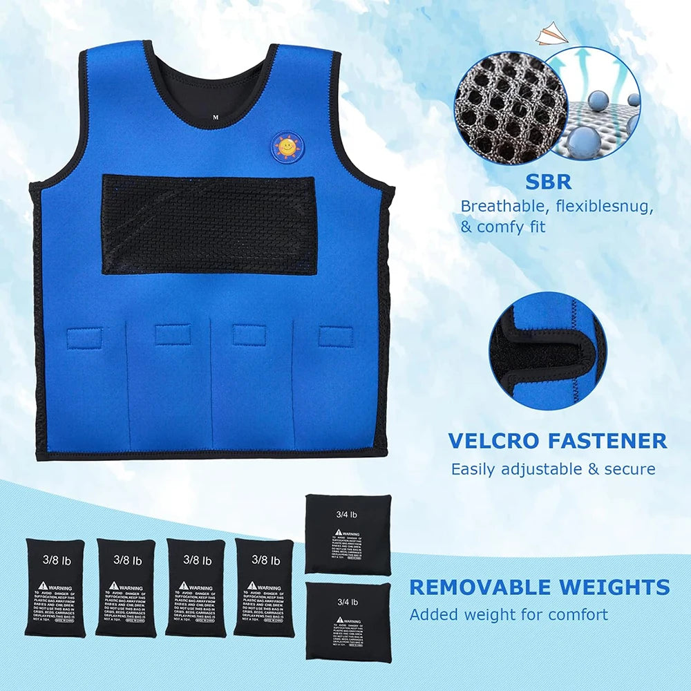 JahBri Kids Adjustable Weighted Compression Vest – Deep Pressure Sensory Tool