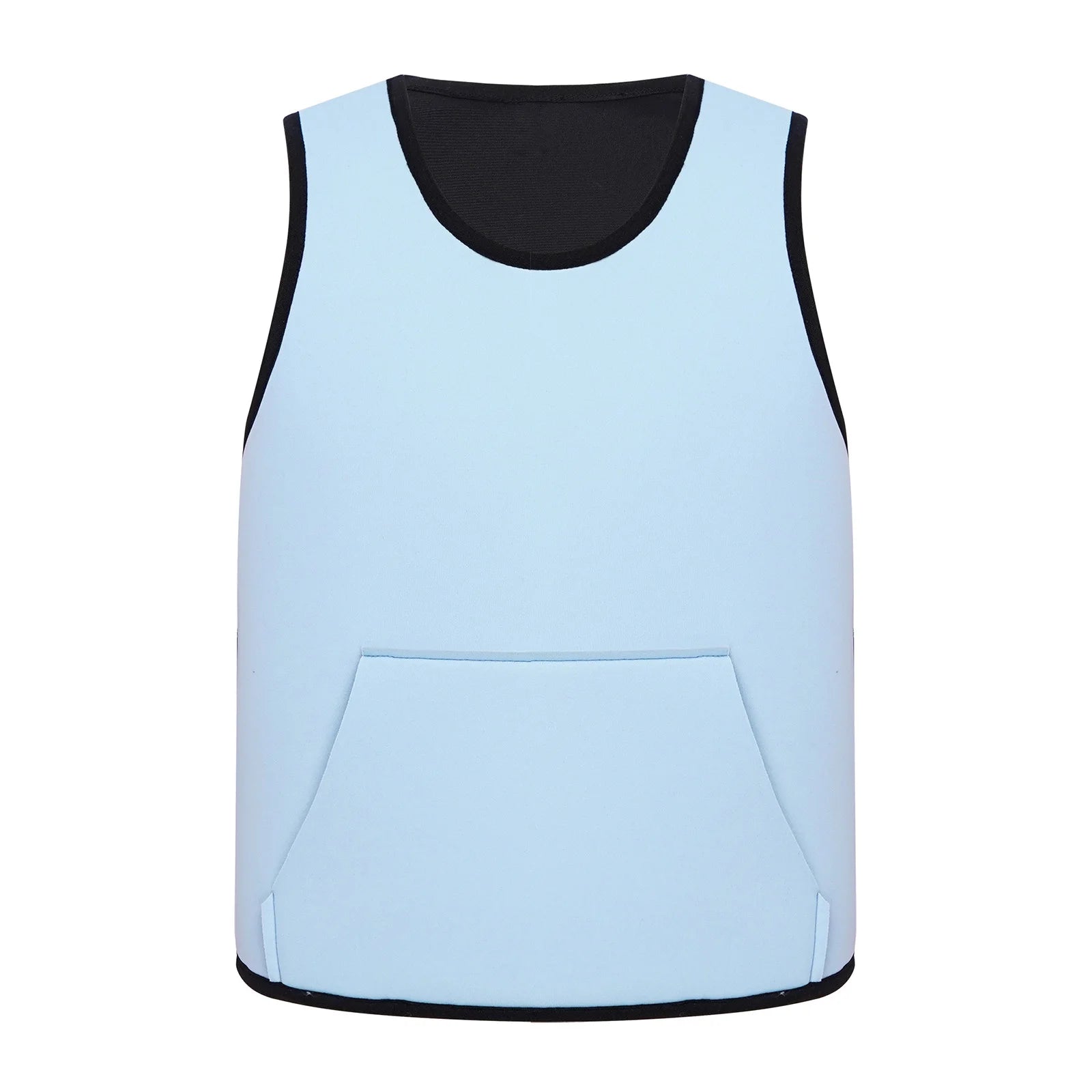 Light blue sensory compression vest with black trim designed for children, featuring adjustable fastener and pocket, Weighted Vest Kids Boys Girls Special Needs Adaptive Clothing Adjustable Fastener Sensory Compression Vest for Autism ADHD SPD.