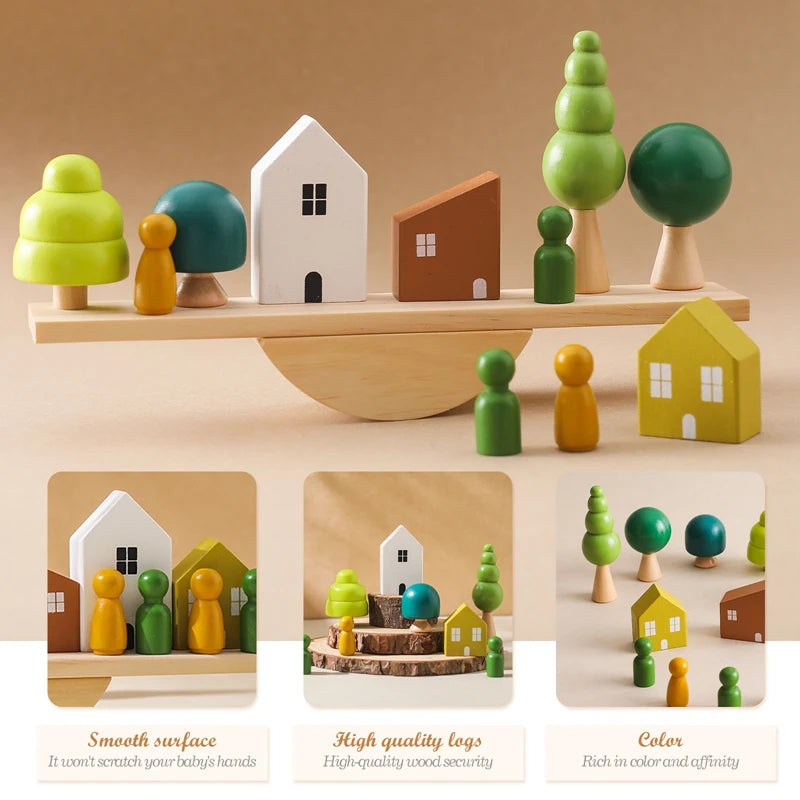 Wooden Forest Stacking Blocks | Montessori Baby Toy