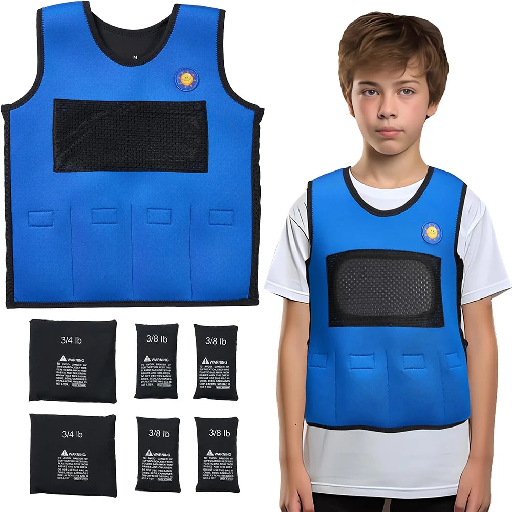 JahBri Kids Adjustable Weighted Compression Vest – Deep Pressure Sensory Tool