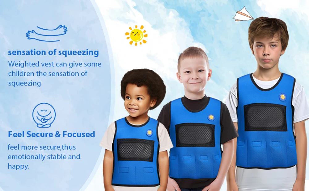 JahBri Kids Adjustable Weighted Compression Vest – Deep Pressure Sensory Tool