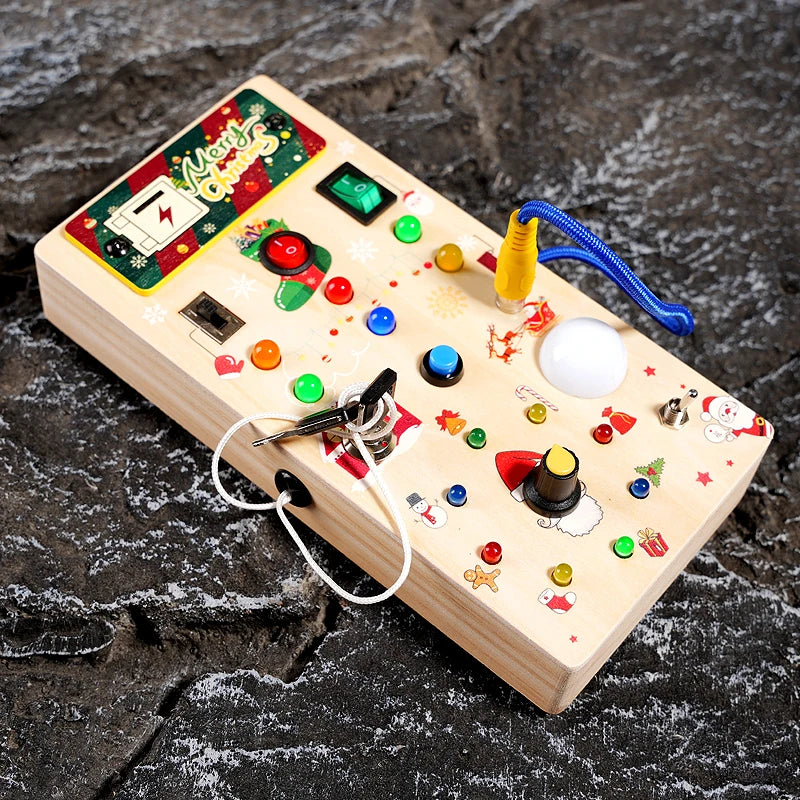 LED Wooden Busy Board | Montessori Sensory Toy Ages 3-12