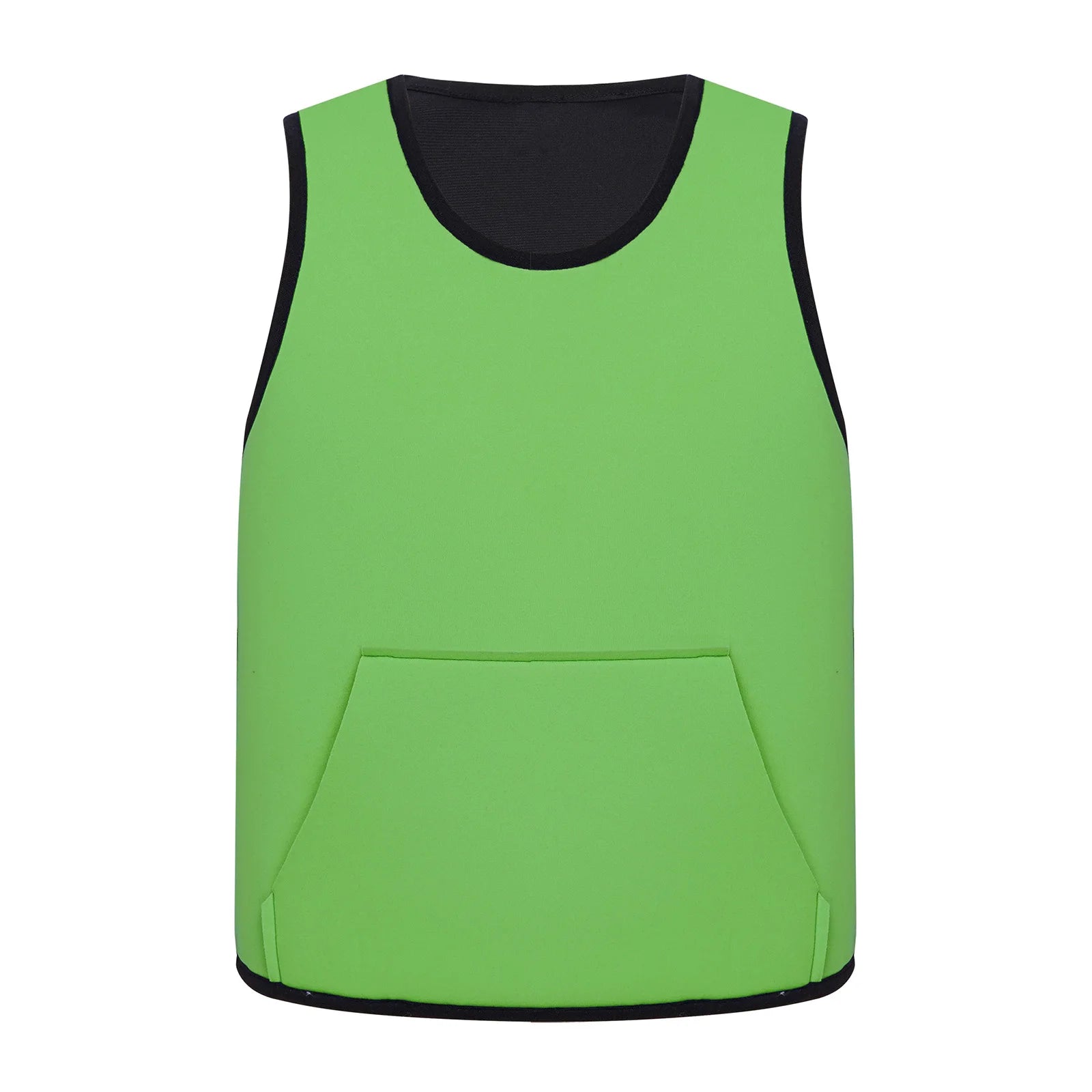 Weighted Vest Kids Boys Girls Special Needs Adaptive Clothing Adjustable Fastener Sensory Compression Vest for Autism ADHD SPD in bright green with black trim and front pocket for calming sensory support.