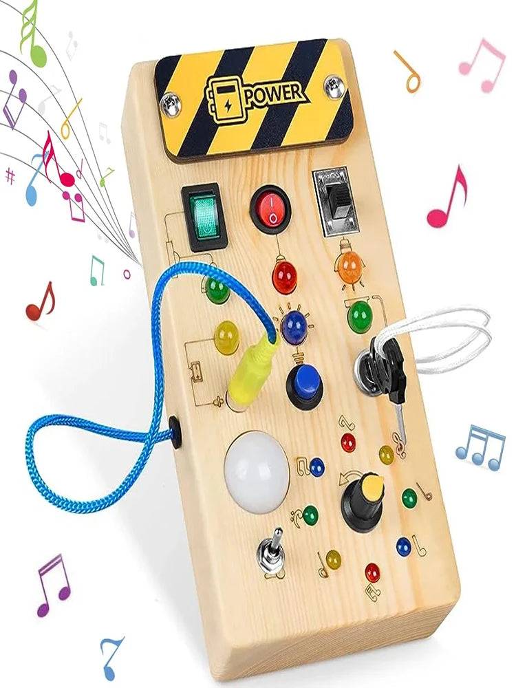 LED Wooden Busy Board | Montessori Sensory Toy Ages 3-12