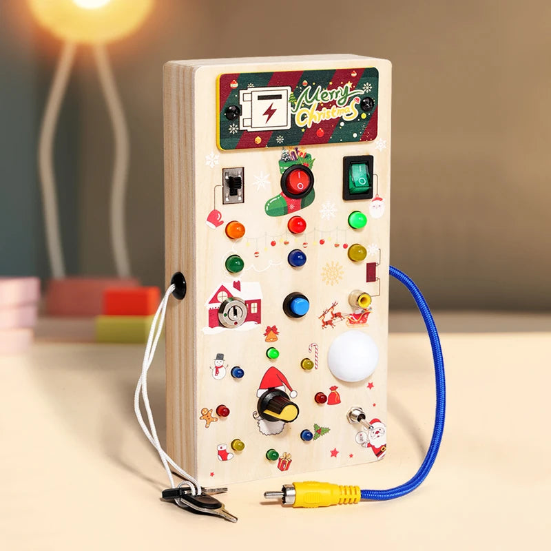 LED Wooden Busy Board | Montessori Sensory Toy Ages 3-12
