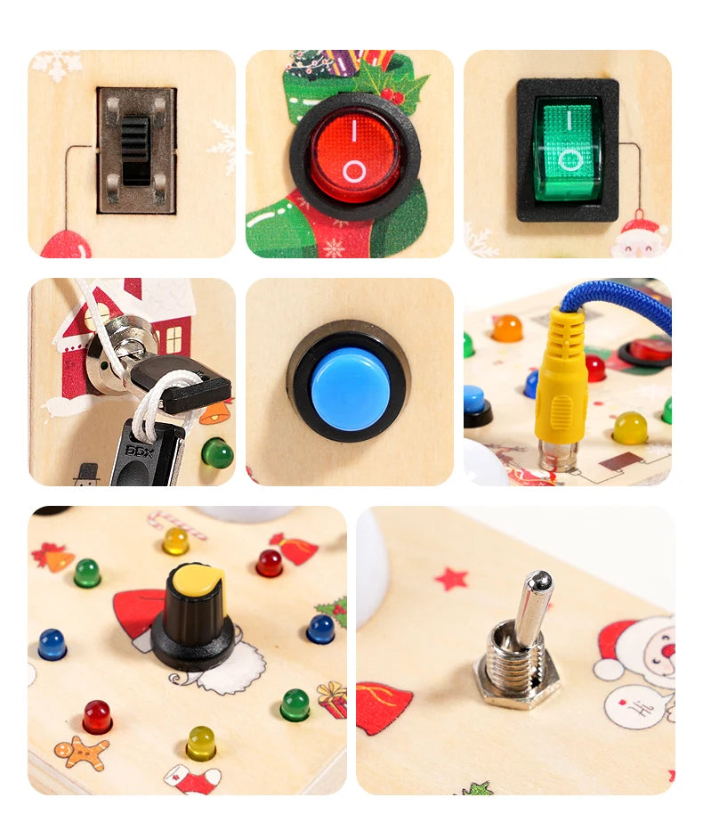 LED Wooden Busy Board | Montessori Sensory Toy Ages 3-12