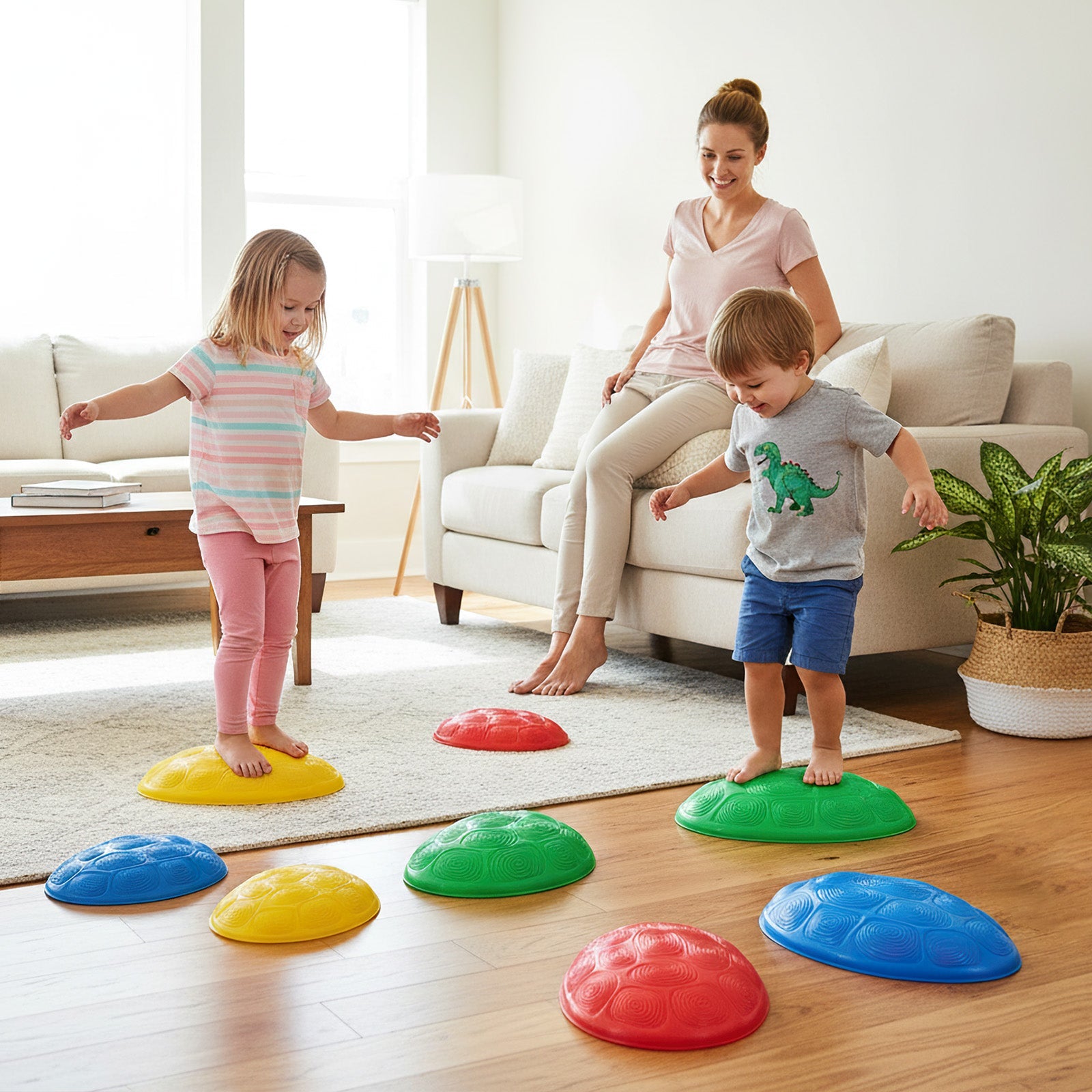 JahBri Non-Slip Stepping Stones for Kids – 8-Piece Balance Sensory Set