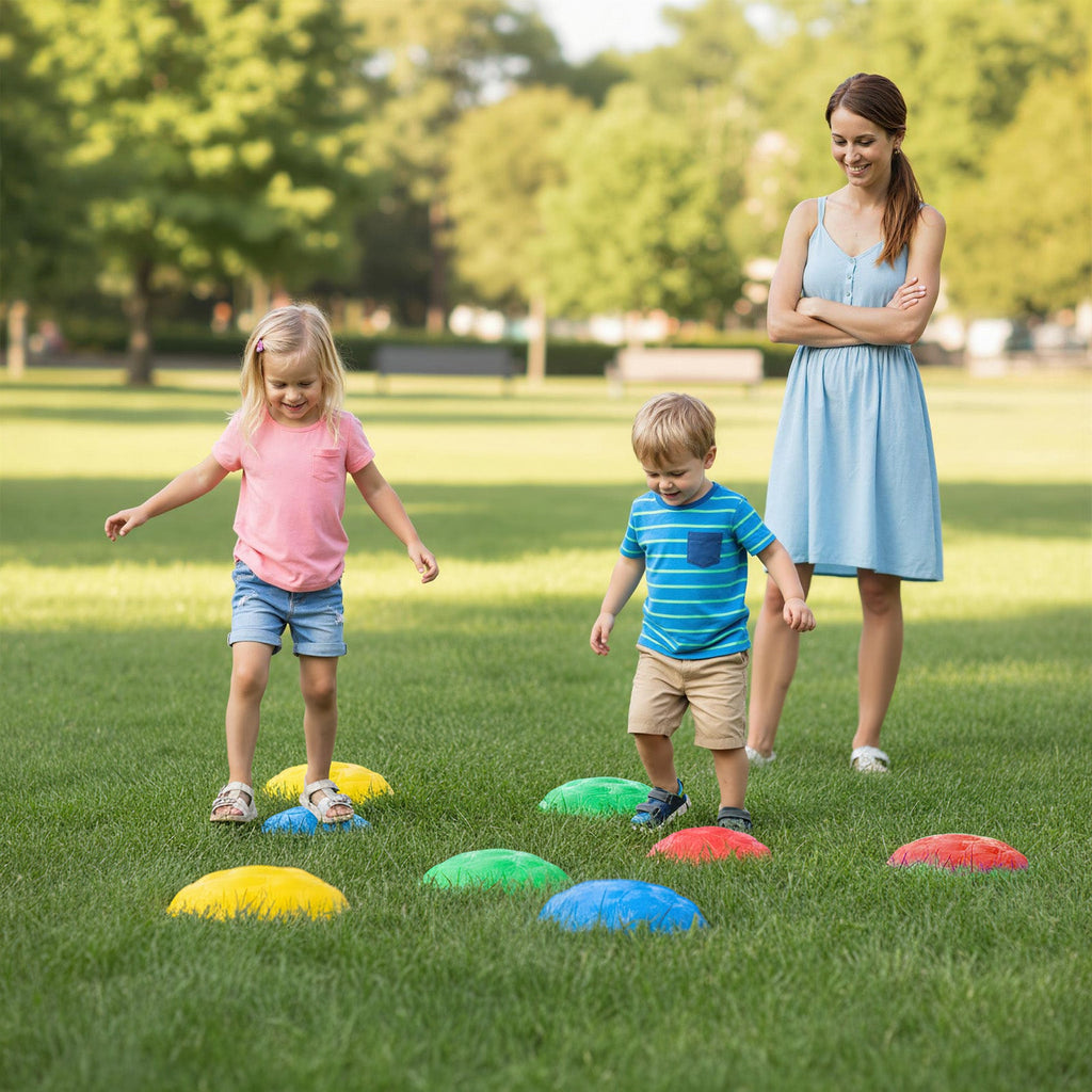 JahBri Non-Slip Stepping Stones for Kids – 8-Piece Balance Sensory Set