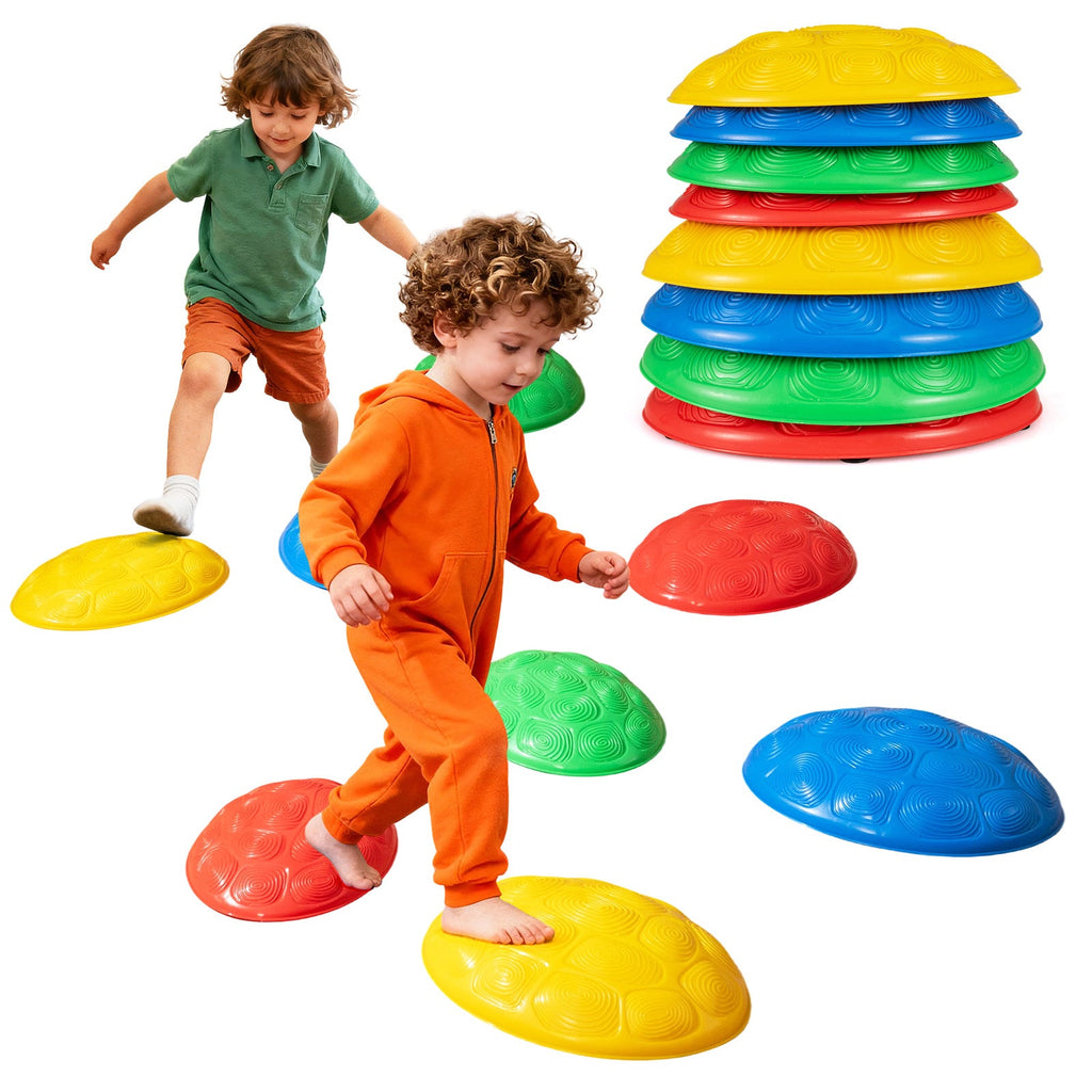 JahBri Non-Slip Stepping Stones for Kids – 8-Piece Balance Sensory Set