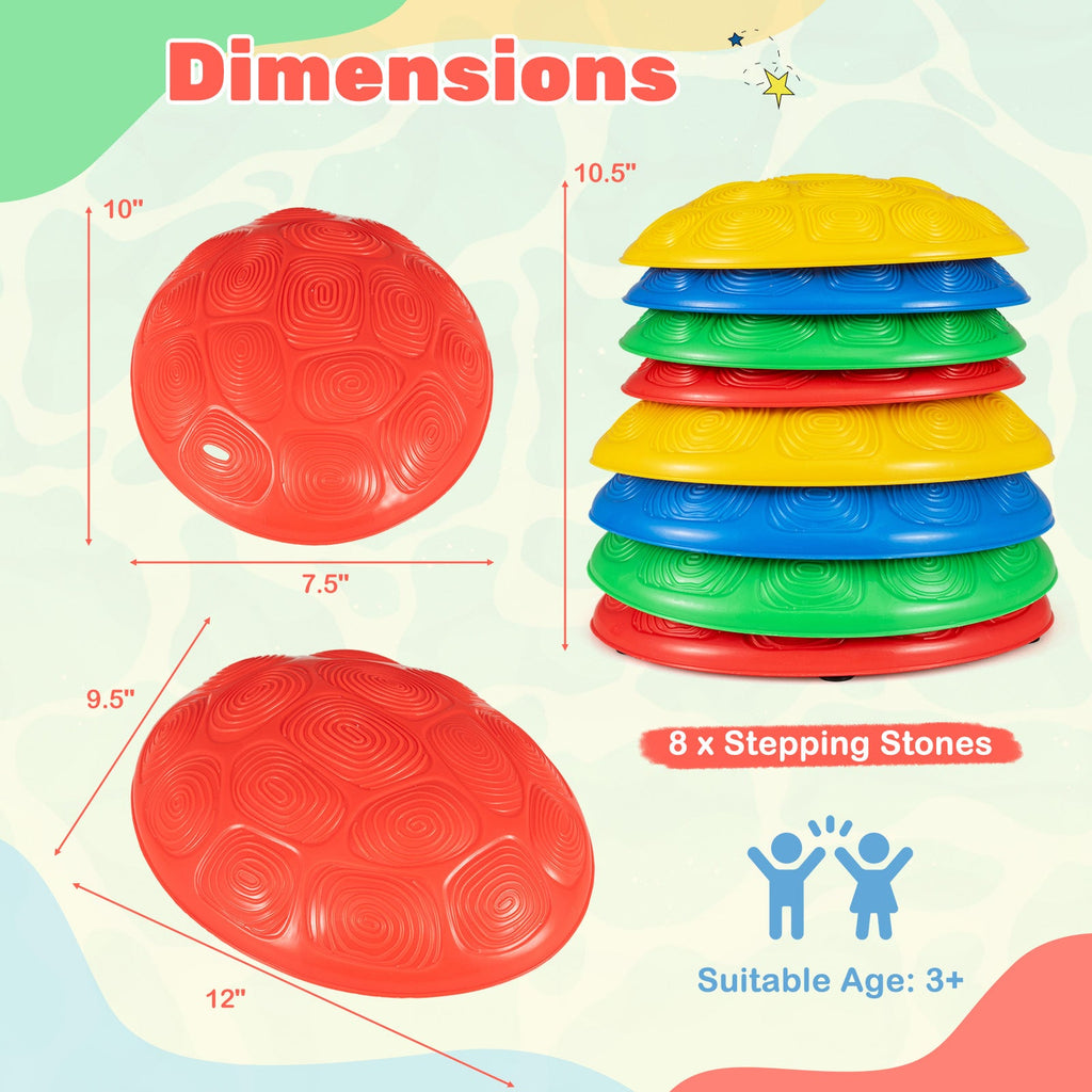 JahBri Non-Slip Stepping Stones for Kids – 8-Piece Balance Sensory Set