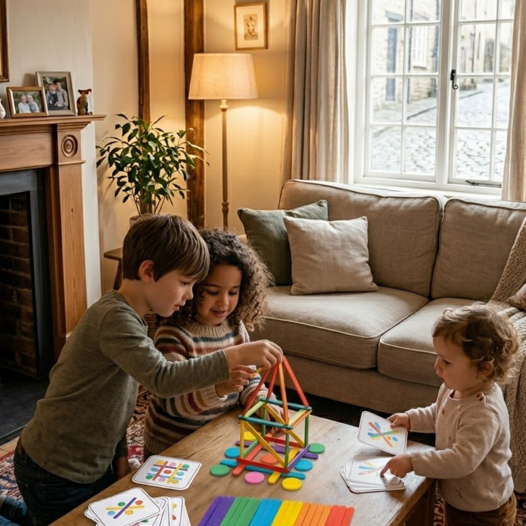 Wooden rainbow learning puzzle for fine motor development