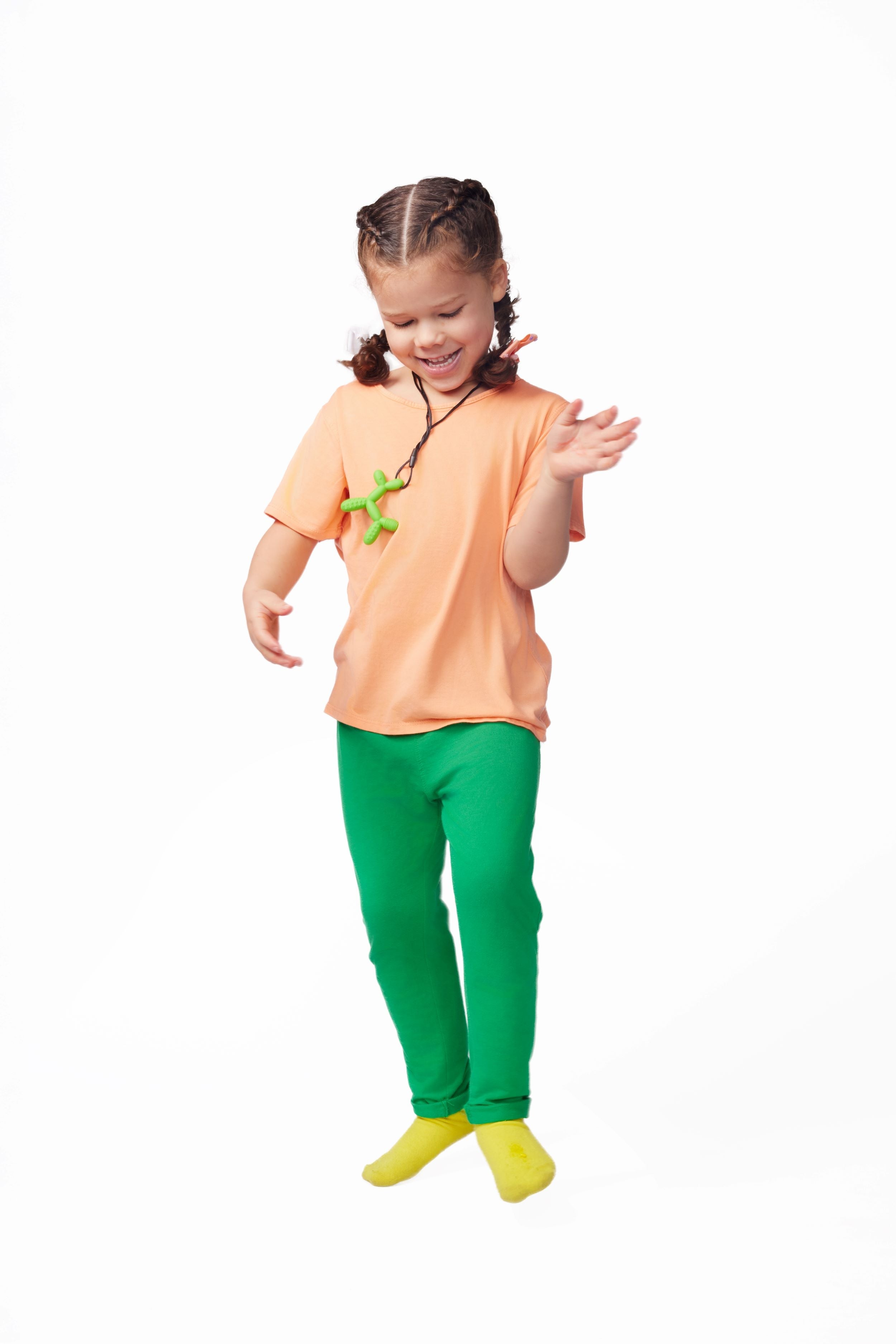The Everday Sensory Friendly Coral Tee w Chewy Necklace- *actual chewy necklace design may vary, but color will match tee*