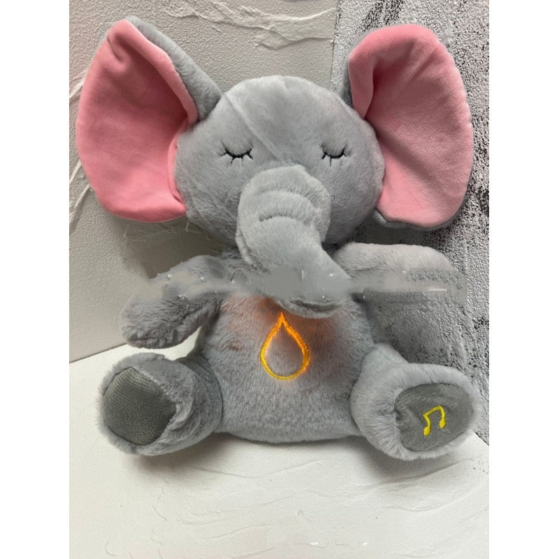JahBri Breathing Bunny Soothing Sensory Plush Toy in gray with pink ears, featuring a calming light and soft texture designed for sensory and therapeutic use for children and adults.